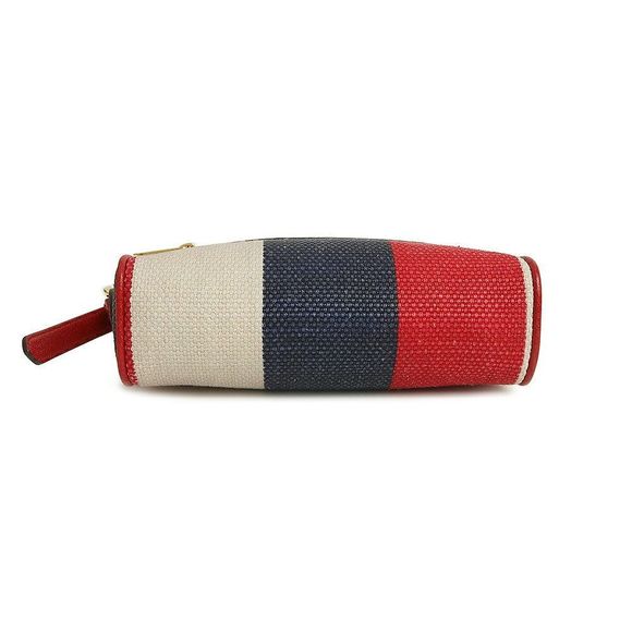 Gucci Sylvie Baia Della Stripe Ophidia Canvas Calfskin Leather Tricolor Red - Picture 7 of 9